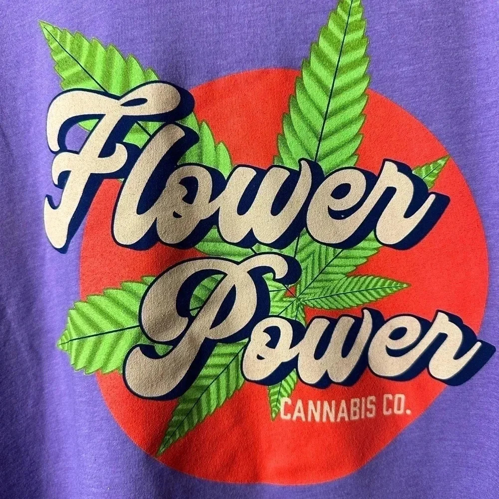 Purple Flower Power Cannabis Co Tee NWOT - Picture 2 of 2